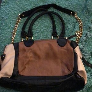 Double zip leather satchel from Audrey Brooke